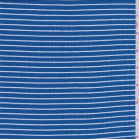 2 YD PC-Aqua Blue/White Stripe Rib Knit Fabric