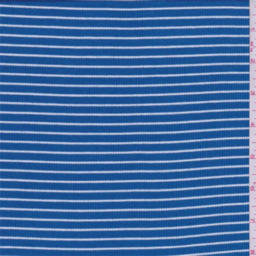 2 YD PC-Aqua Blue/White Stripe Rib Knit Fabric