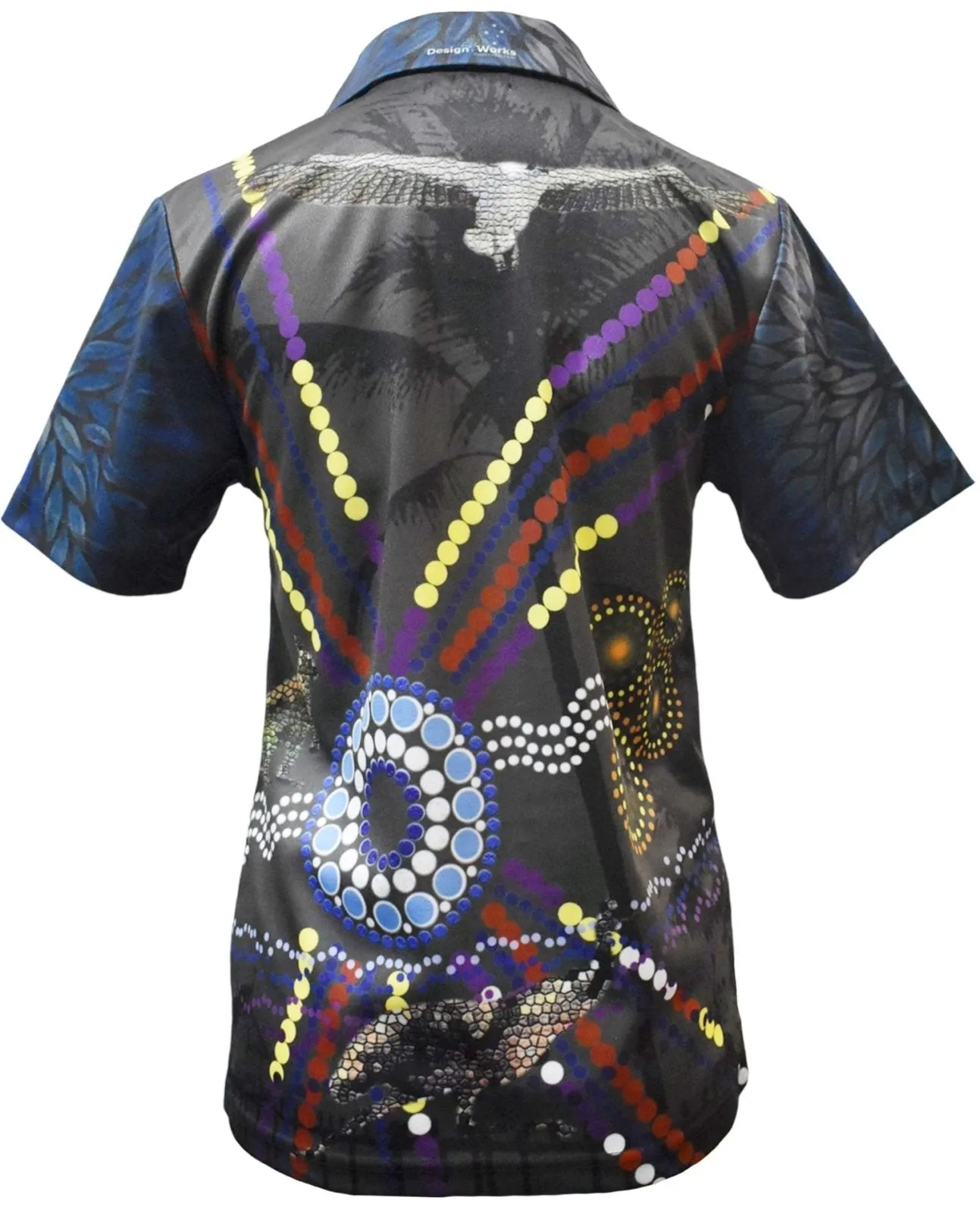 Adult Short Sleeve Indigenous Camping Fishing Shirt - Indie Blue