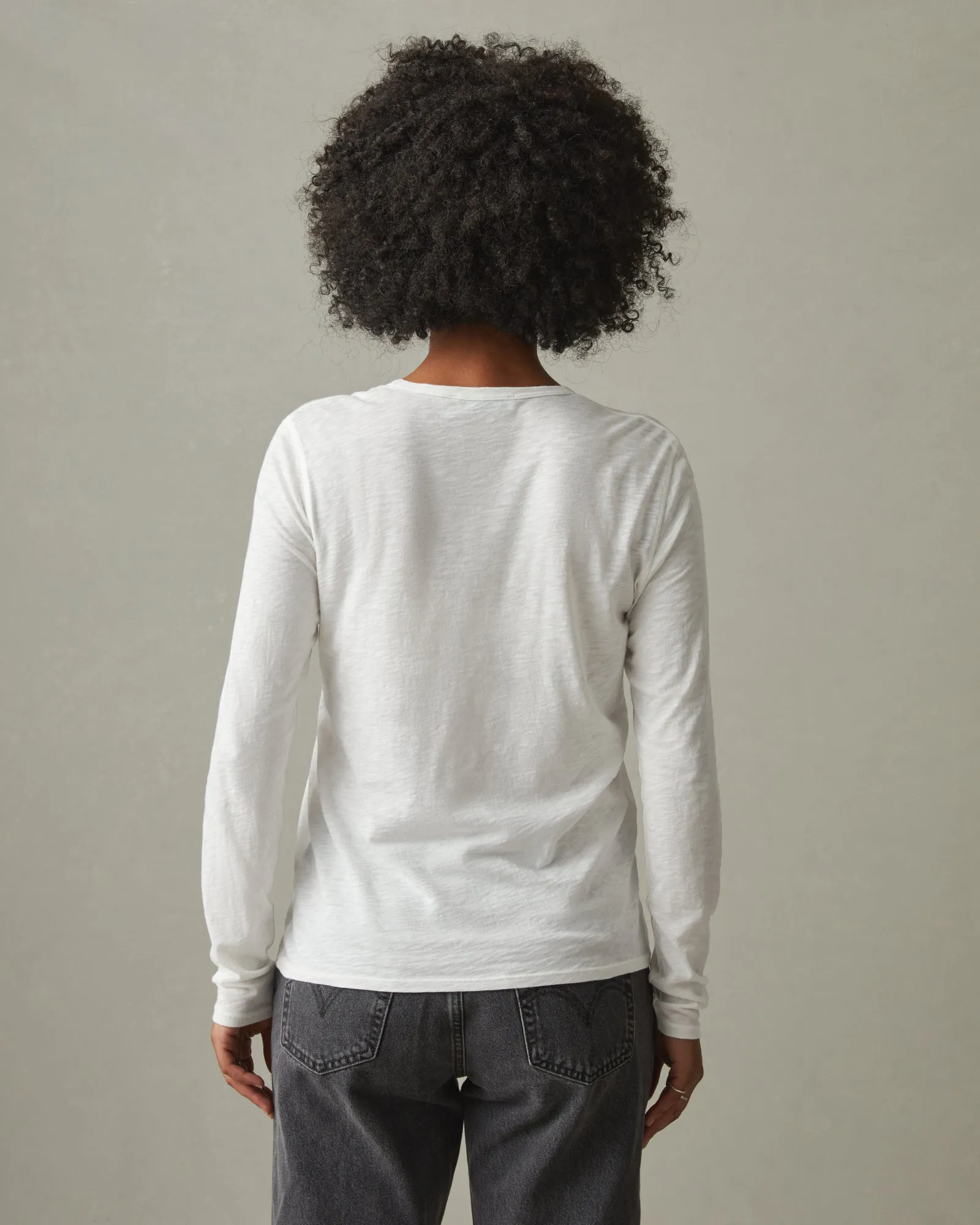 Airy Supima Boxy Long Sleeve Crew - Bone