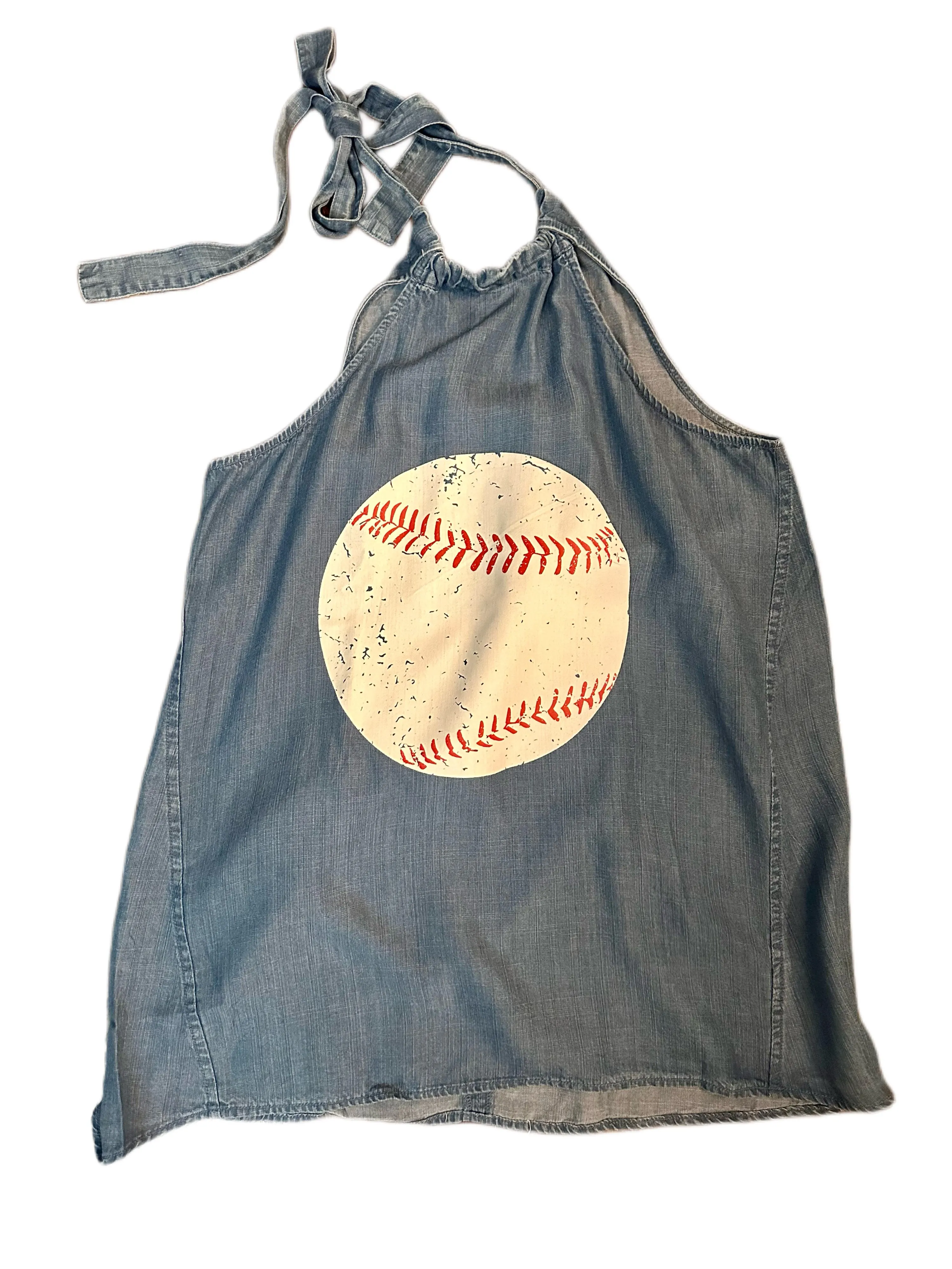 Baseball Chambray Denim Halter Tops