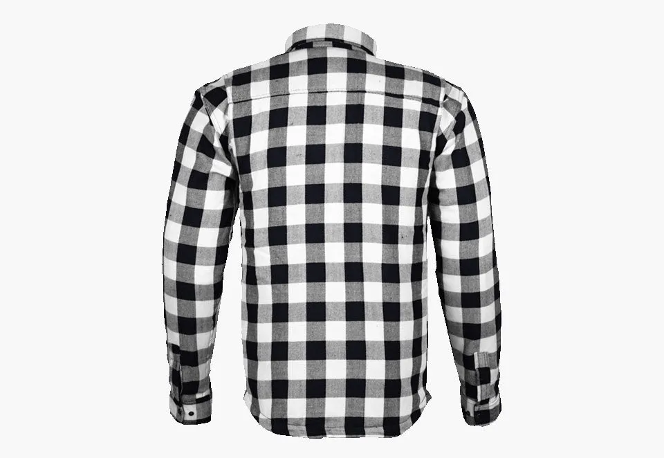 BGA Exo Protective Motorcycle Flannel Shirts White/Black