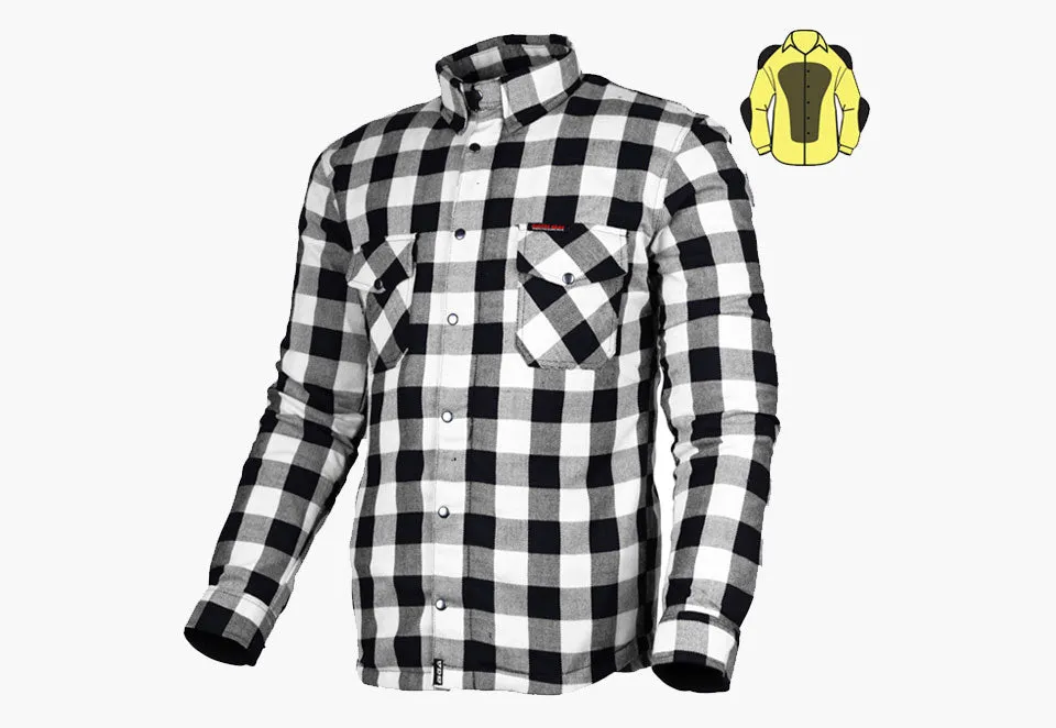 BGA Exo Protective Motorcycle Flannel Shirts White/Black