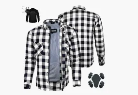 BGA Exo Protective Motorcycle Flannel Shirts White/Black