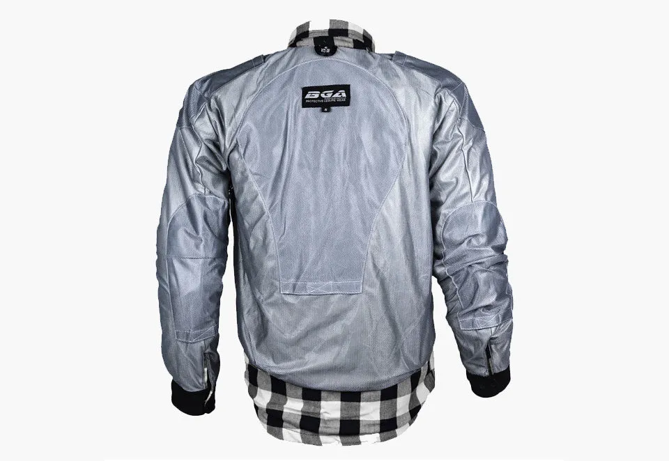 BGA Exo Protective Motorcycle Flannel Shirts White/Black