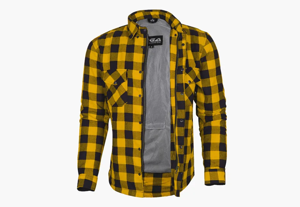 BGA Exo Protective Motorcycle Flannel Shirts Yellow