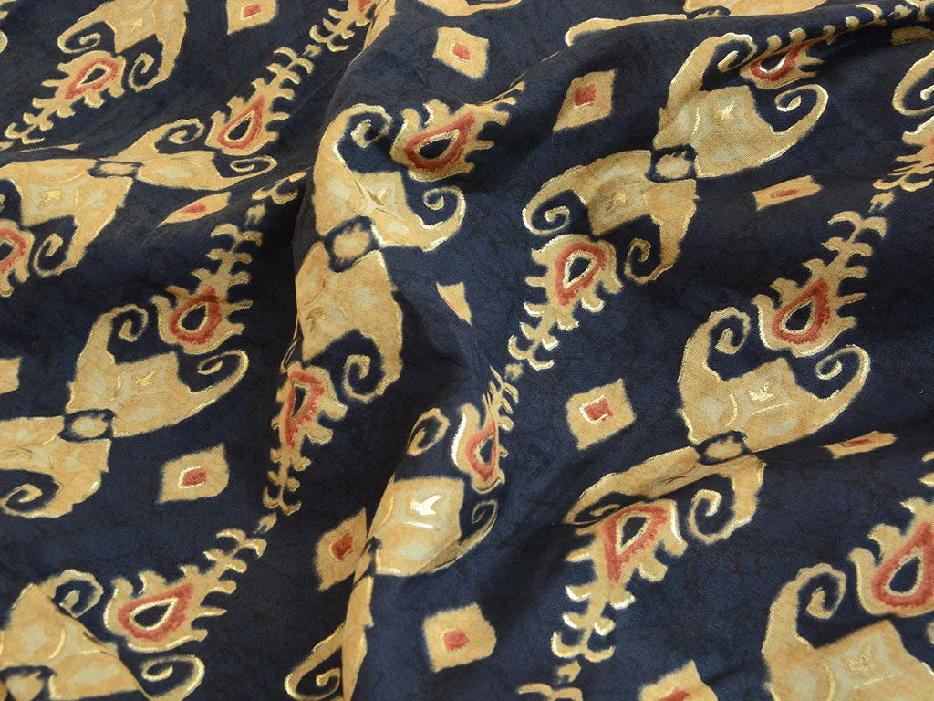 Blue & Cream Traditional Premium Modal Chanderi Silk Fabric