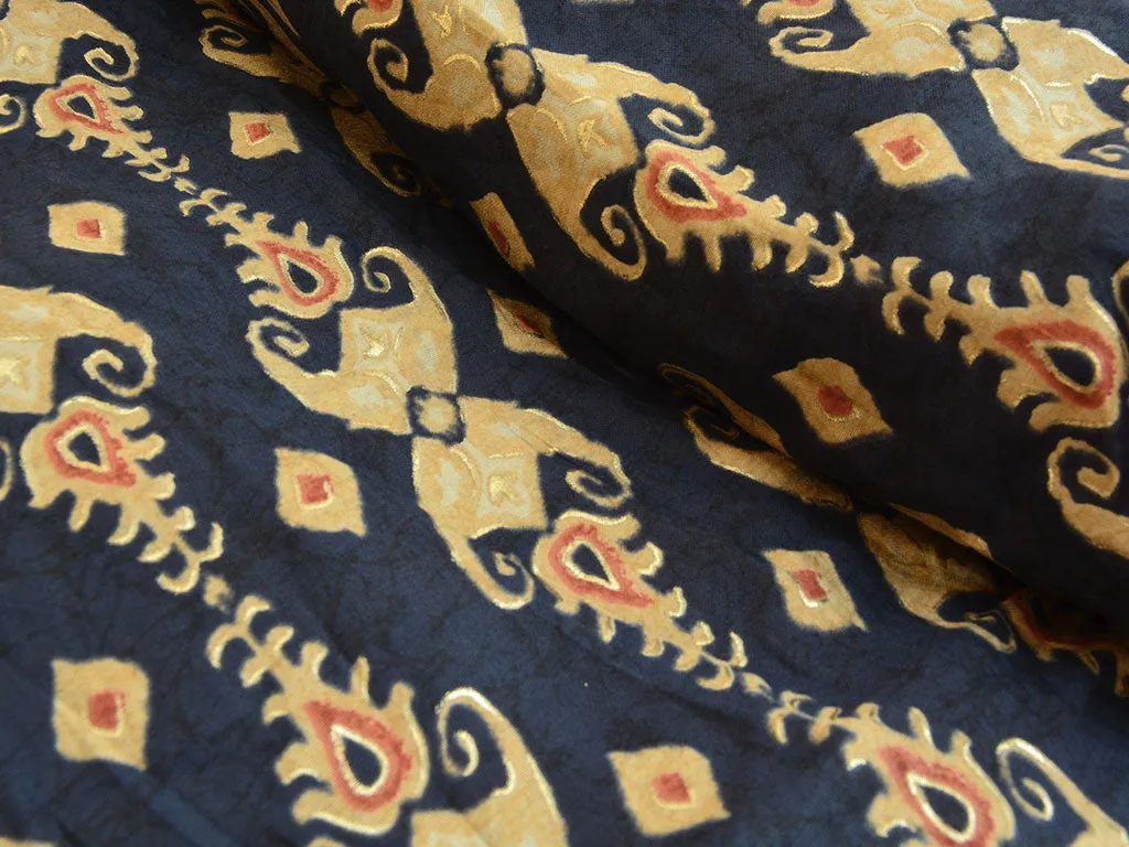 Blue & Cream Traditional Premium Modal Chanderi Silk Fabric