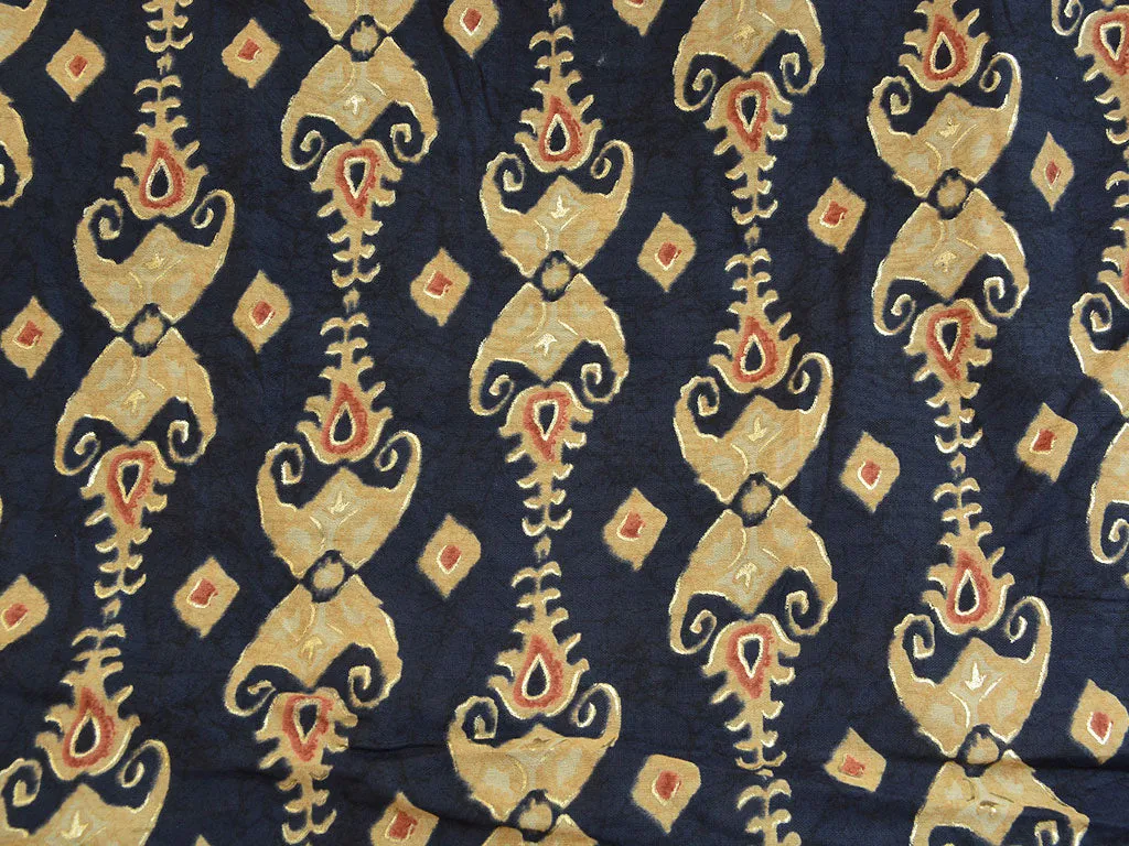 Blue & Cream Traditional Premium Modal Chanderi Silk Fabric