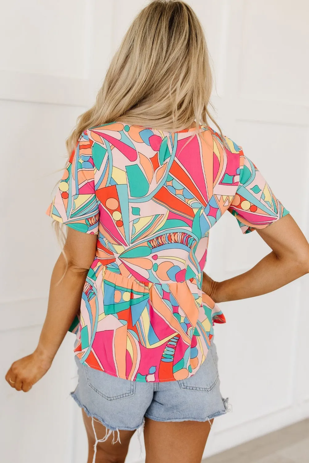 Bohemian Splendor Flowy V-Neck Abstract Blouse