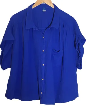 Bright Winter Cobalt Short Sleeve Loose Shirt