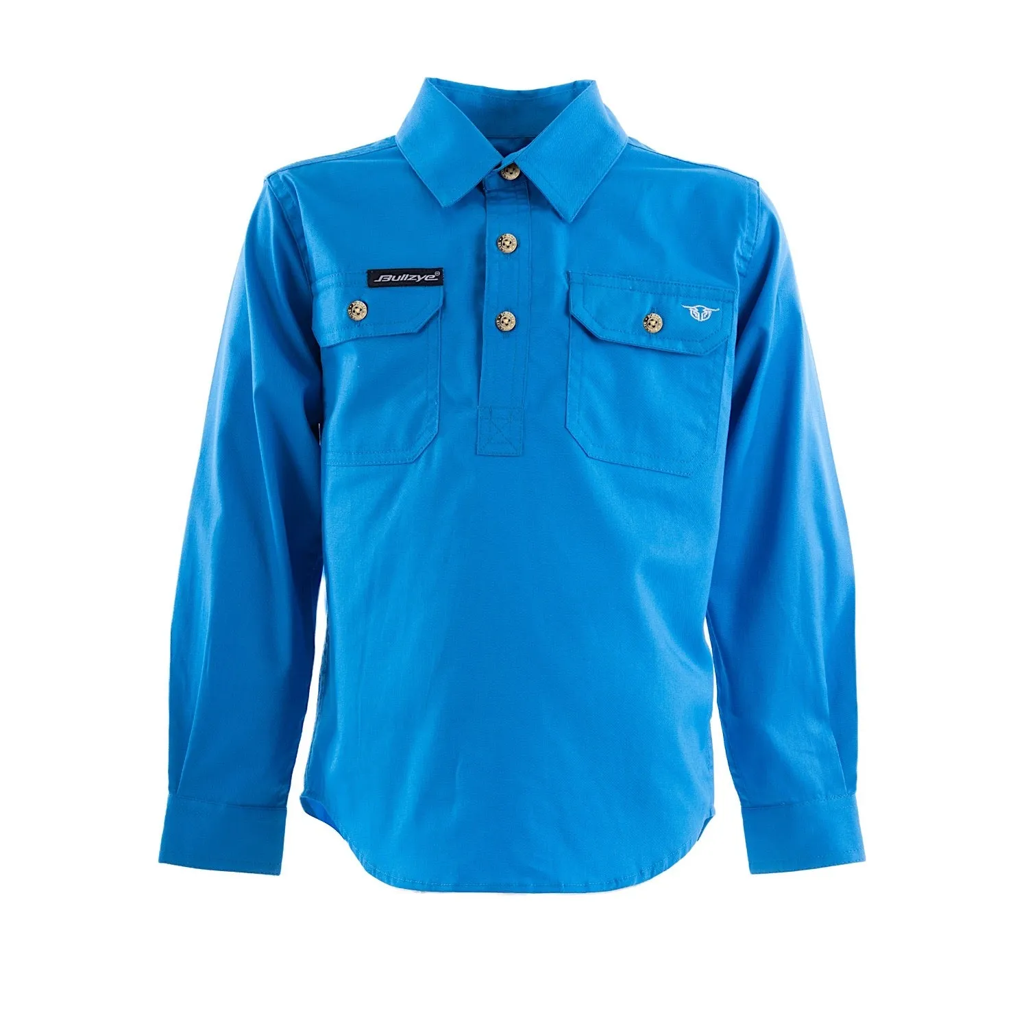 Bullzye Kids Lightweight Half Placket Shirt Vivid Blue