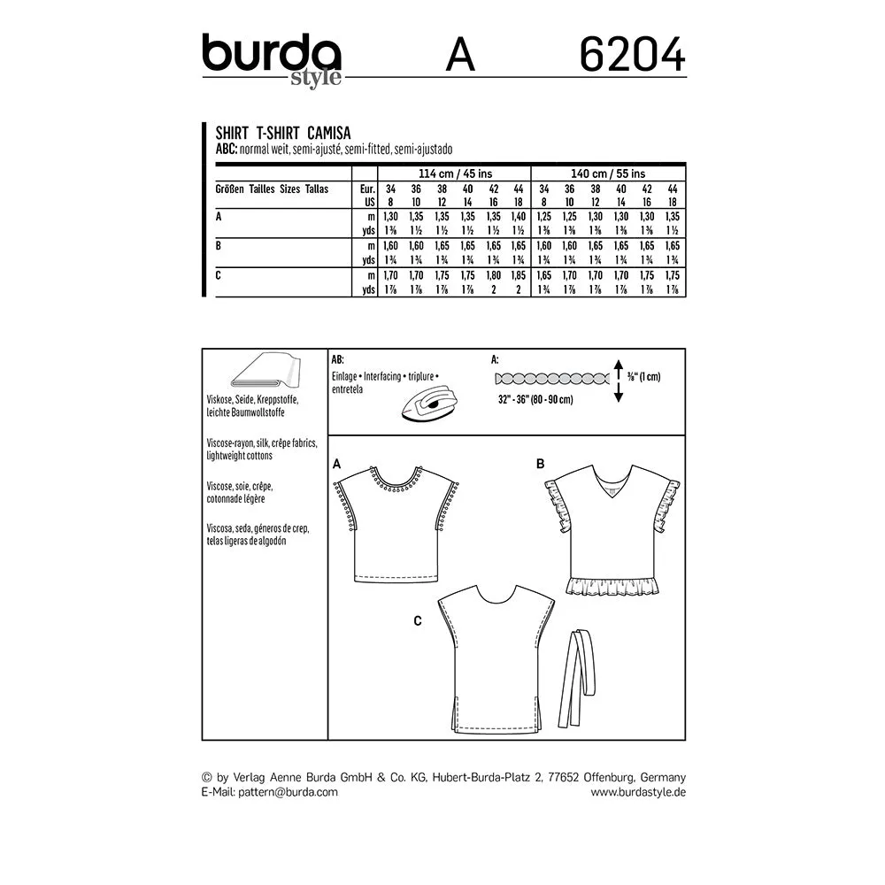 BURDA - 6204 Blouse Shirt