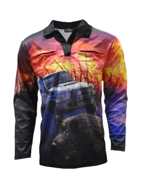 Cane Boar Adult Long Sleeve UV Protective Hunting Camping Fishing Shirts with 2 Zip Pockets