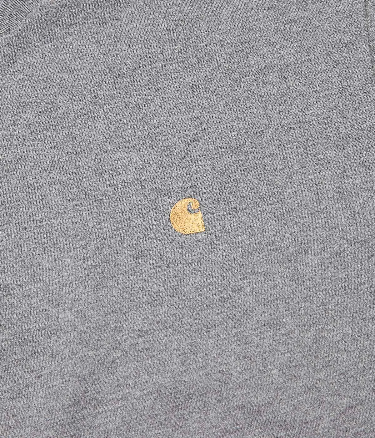 Carhartt Chase Long Sleeve T-Shirt - Grey Heather / Gold