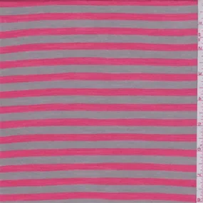 Cocoa/Coral Stripe Rayon Jersey Knit Fabric