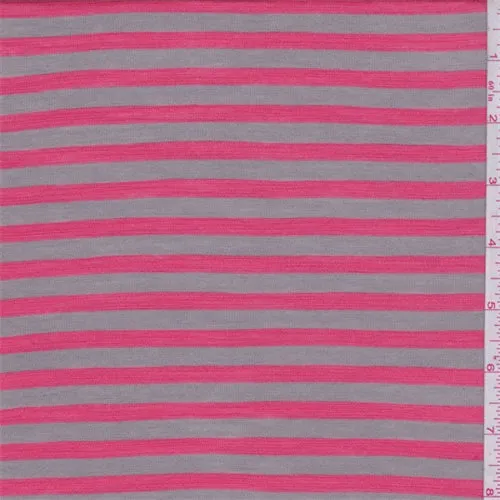 Cocoa/Coral Stripe Rayon Jersey Knit Fabric