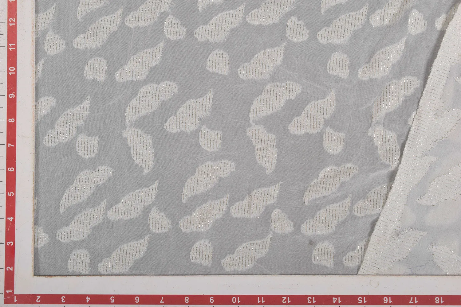 Cream Motifs Georgette Jacquard Viscose Fabric