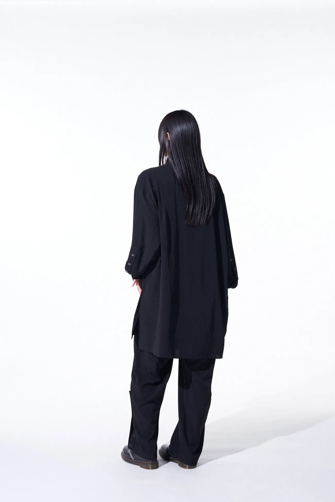 CREPE de CHINE BUTTON-SLIT PANTS