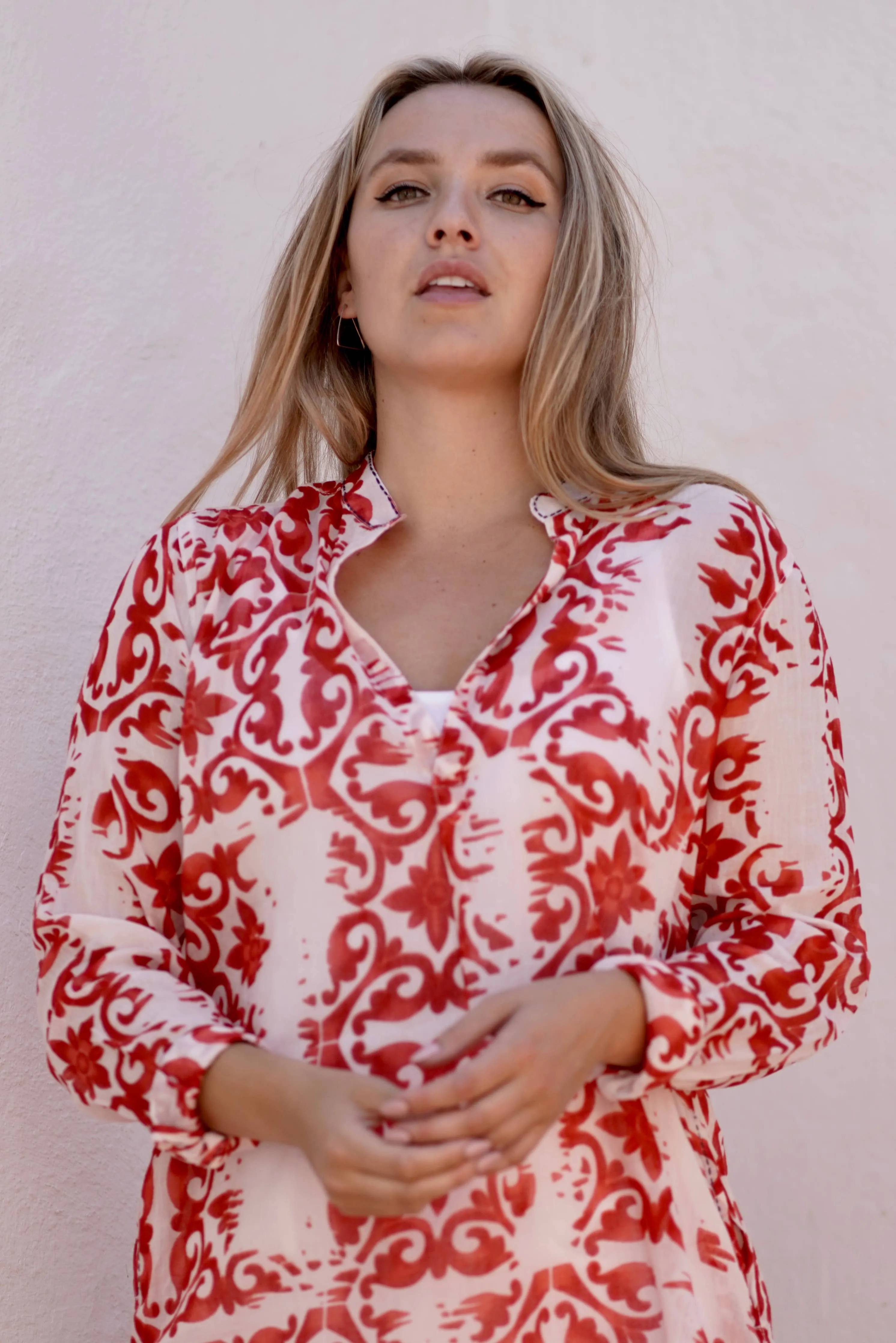 Dolma Norie Shibori Coral Top