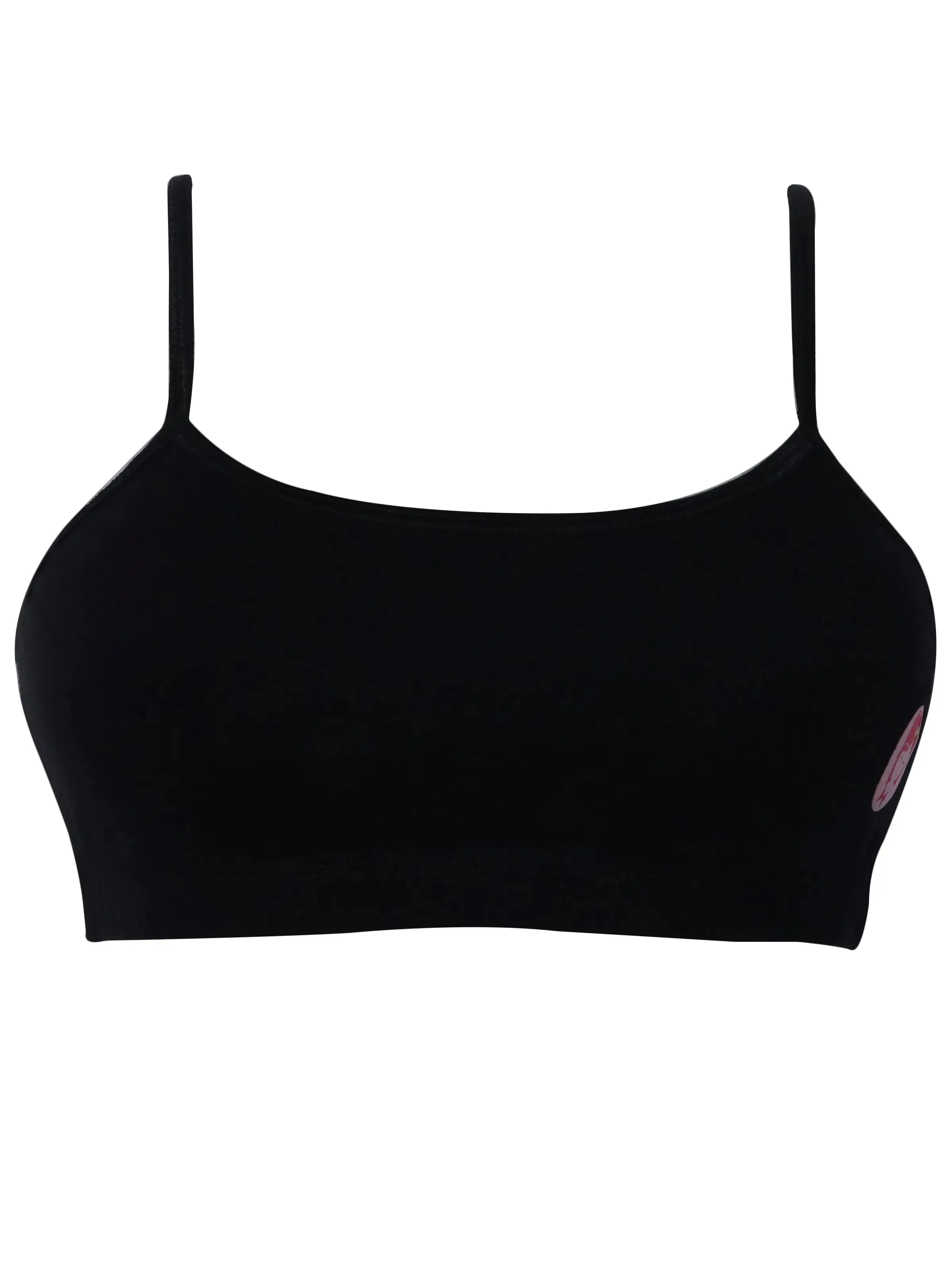 Double-layer Thin Strap Cotton Sports Bra | Non Padded Beginner Bra | Black & White Solid