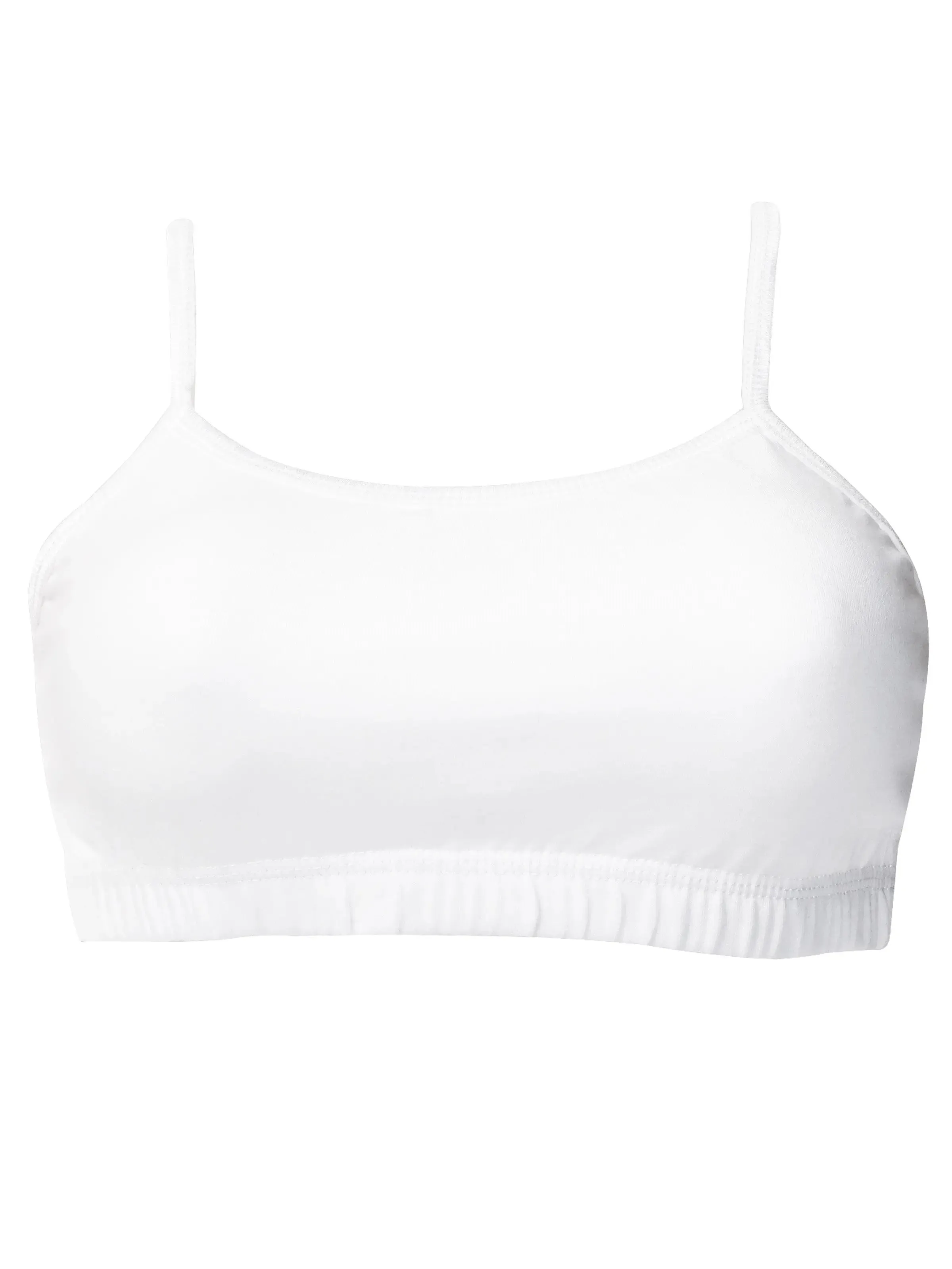 Double-Layer Thin Strap Cotton Sports Bra | Non-Padded Beginner Bra | Solid White