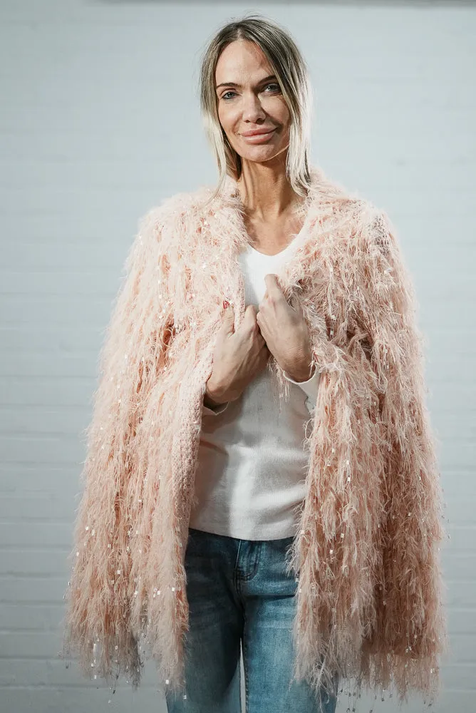 Fluffy glam sequin cardigan | DUST JACKET