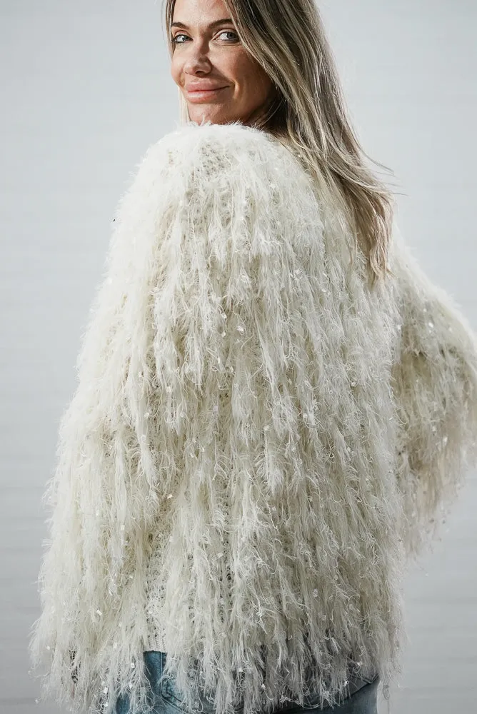 Fluffy glam sequin cardigan | DUST JACKET