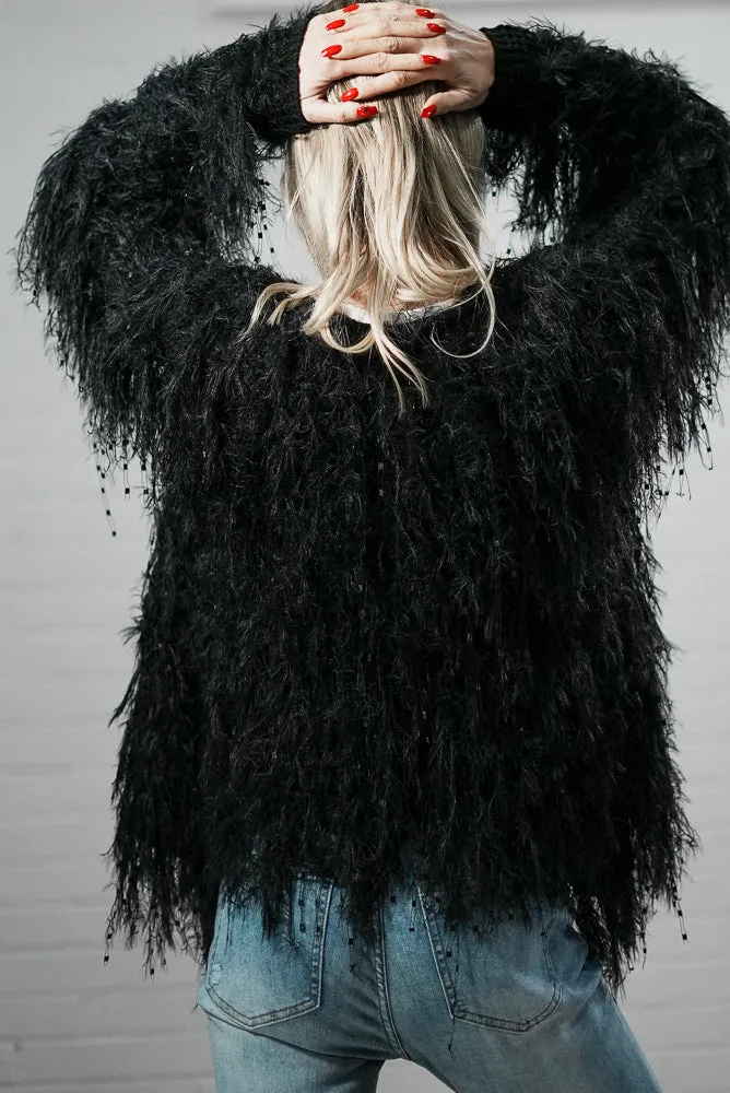 Fluffy glam sequin cardigan | DUST JACKET