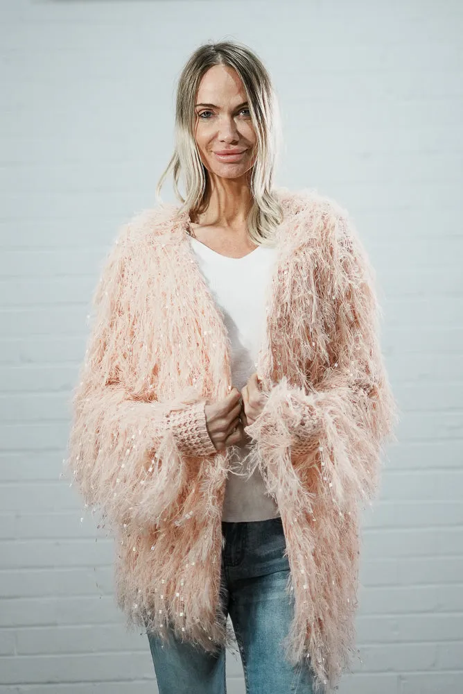 Fluffy glam sequin cardigan | DUST JACKET