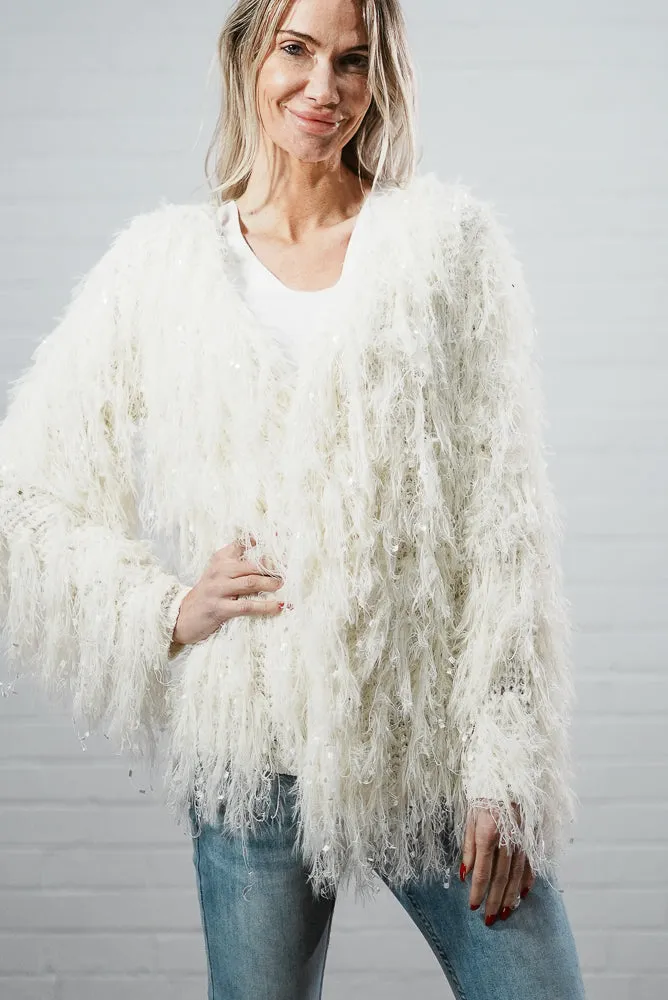 Fluffy glam sequin cardigan | DUST JACKET