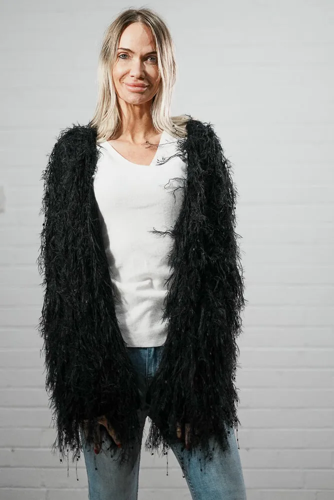 Fluffy glam sequin cardigan | DUST JACKET