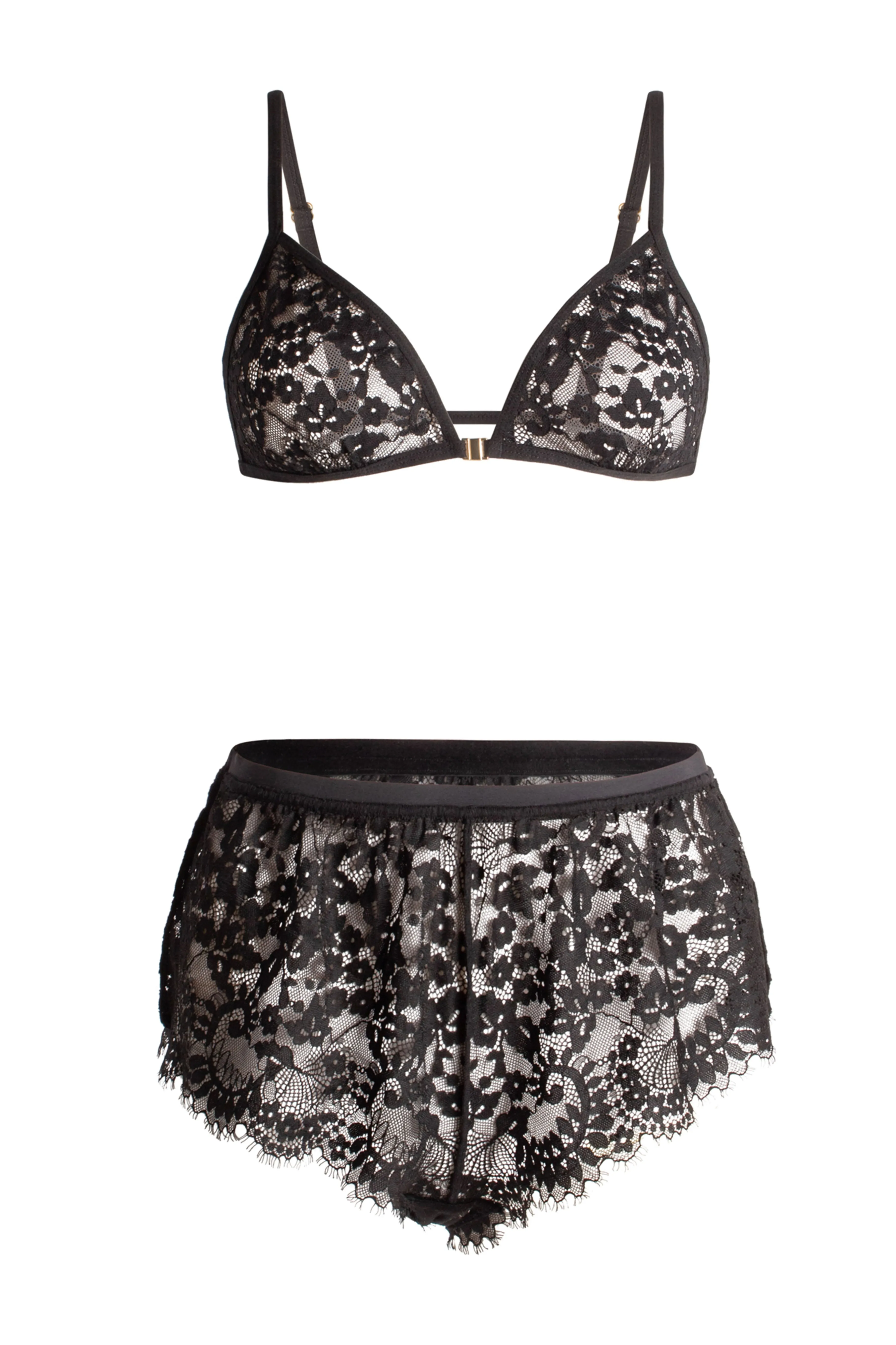 Front-Clasp Lace Triangle Bra & Flirty Lace Short®