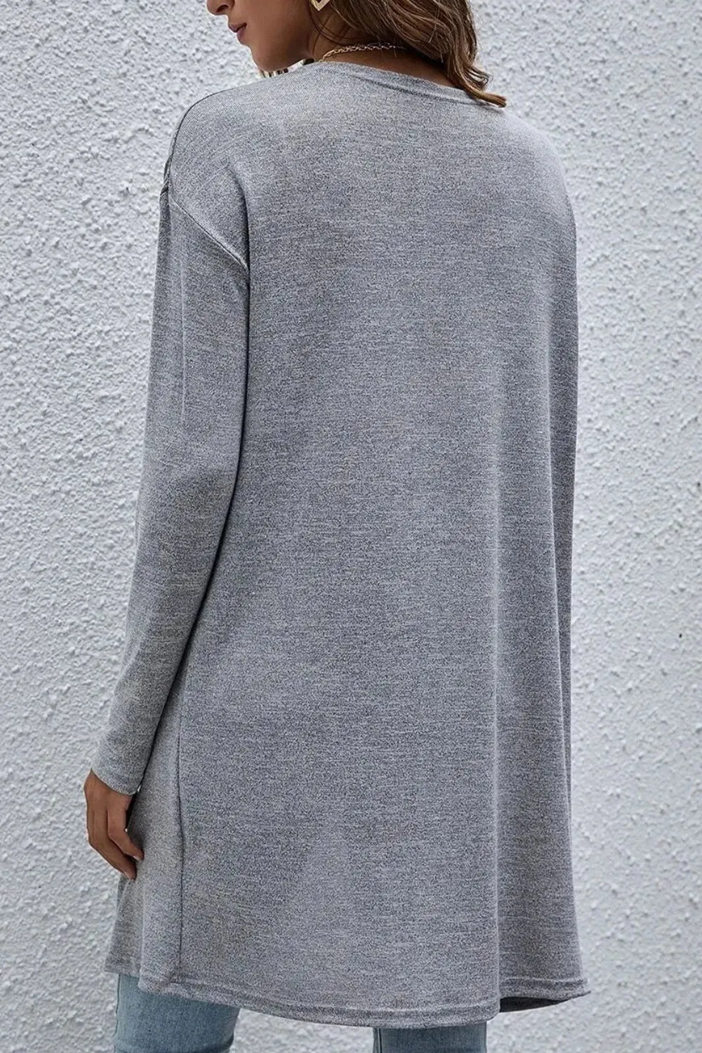 Grey Open Front Cardigan