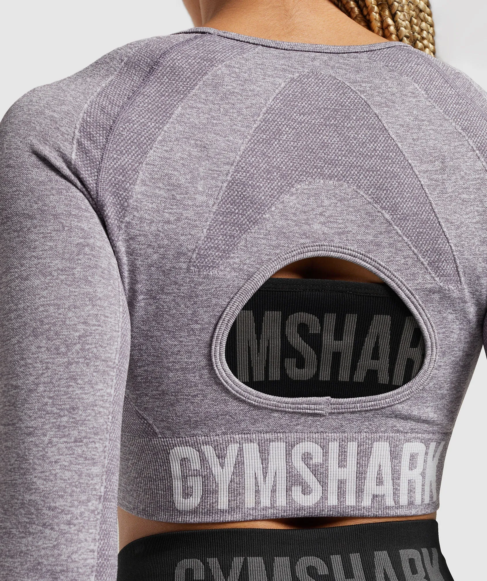 Gymshark Flex Long Sleeve Crop Top - Fog Purple/White