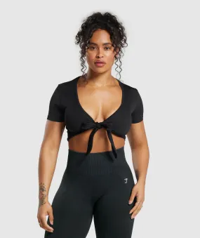 Gymshark Gains Seamless Fitted Crop Top - Black