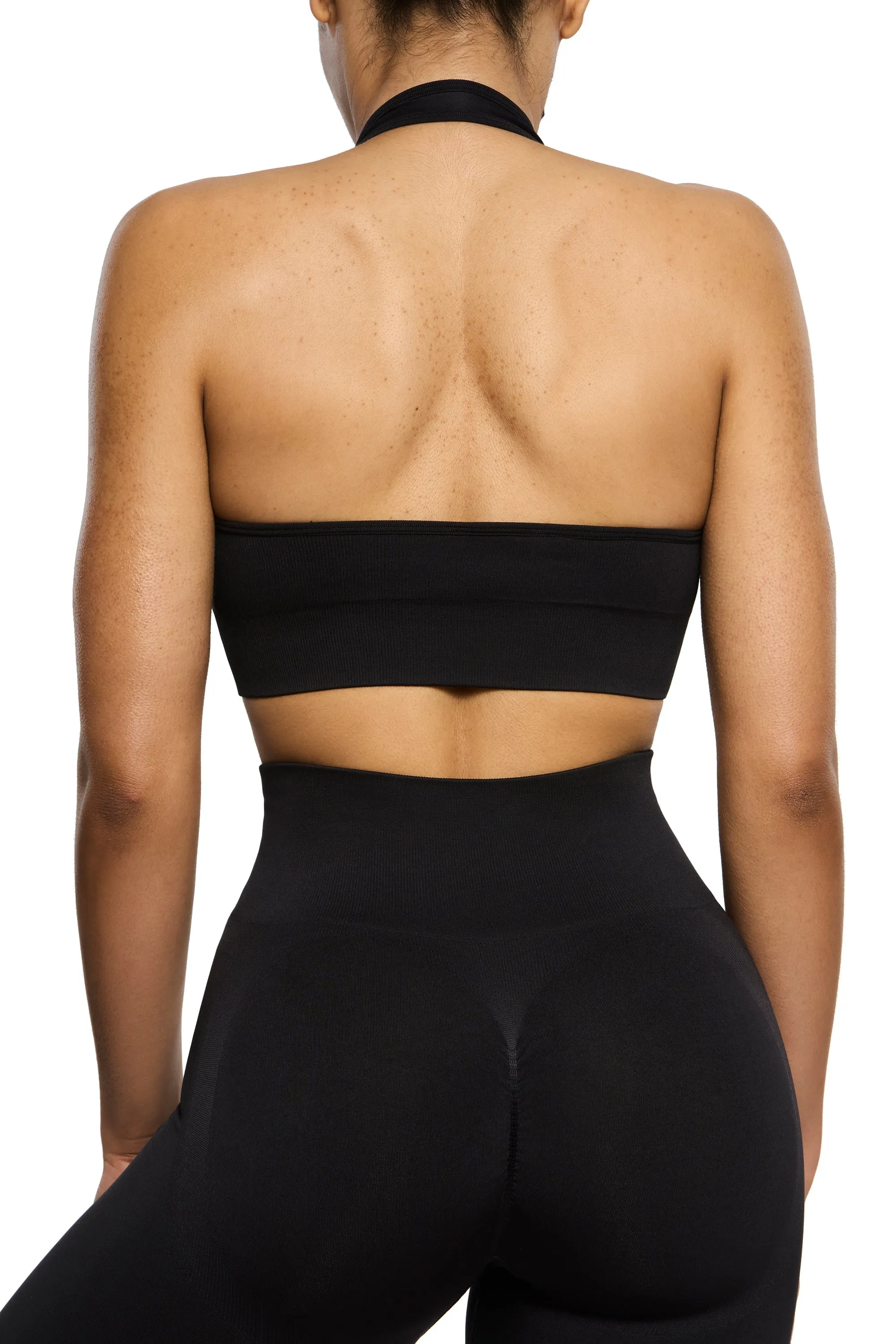 Halter Neck Sports Bra in Black