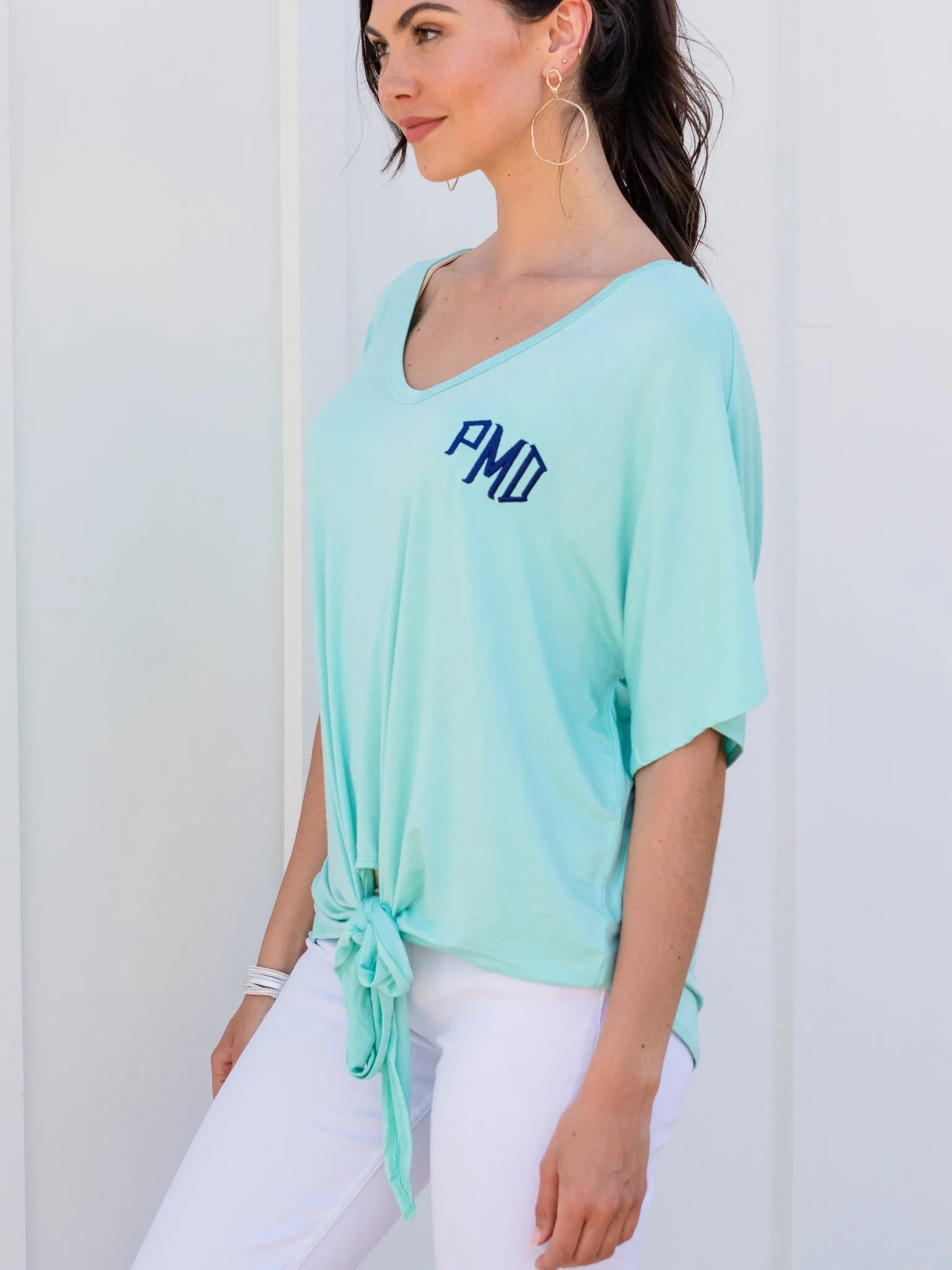 Hold Me Close Tie Front Top - Mint