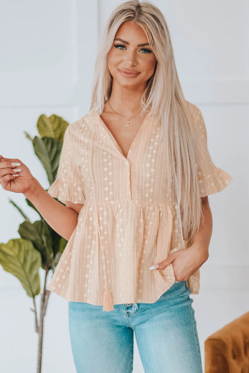 Jovie Split v Neck Babydoll Top