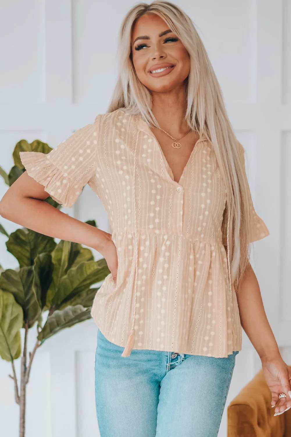 Jovie Split v Neck Babydoll Top