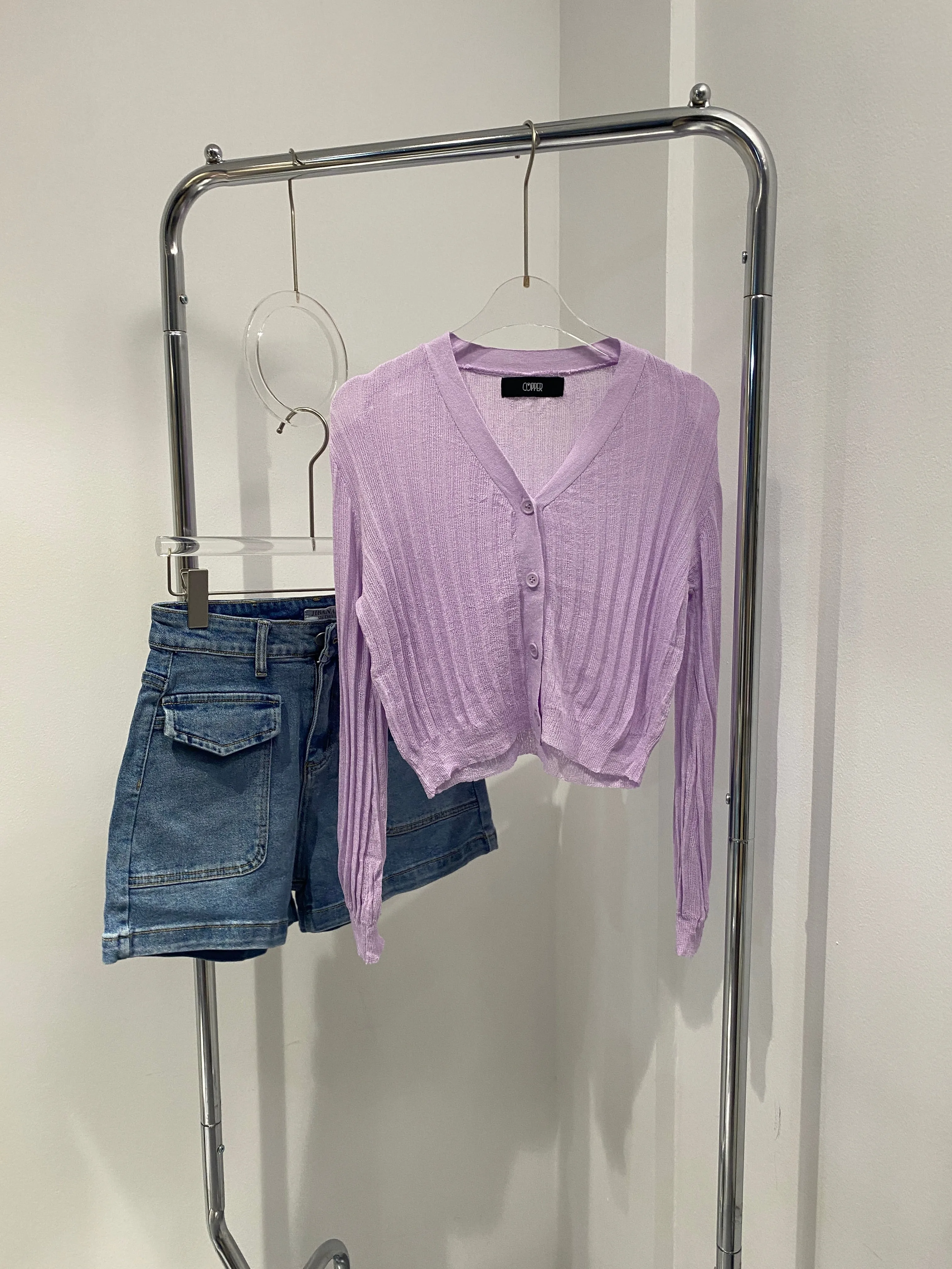 Light Airy Knit Cardigan - Orchid