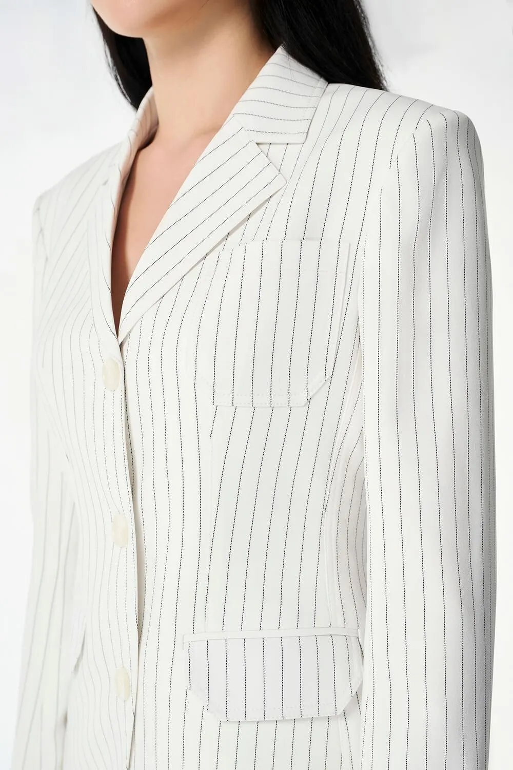 Lucia Straight Long Sleeved Twill Blazer