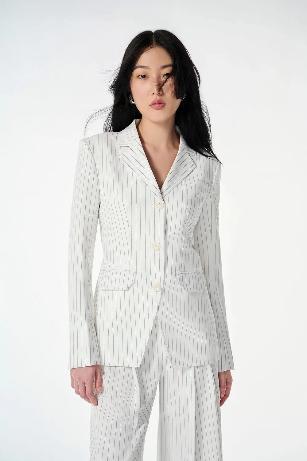 Lucia Straight Long Sleeved Twill Blazer