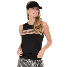 Lucky In Love Metallic stripe Womens Tennis Tank