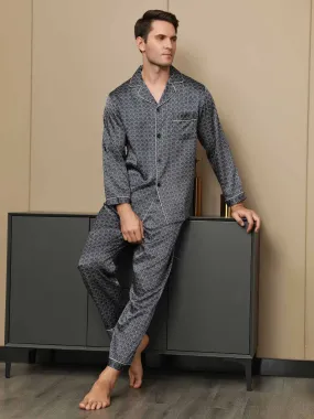 Luxurious Silk Men‘s Printed Pajama Set