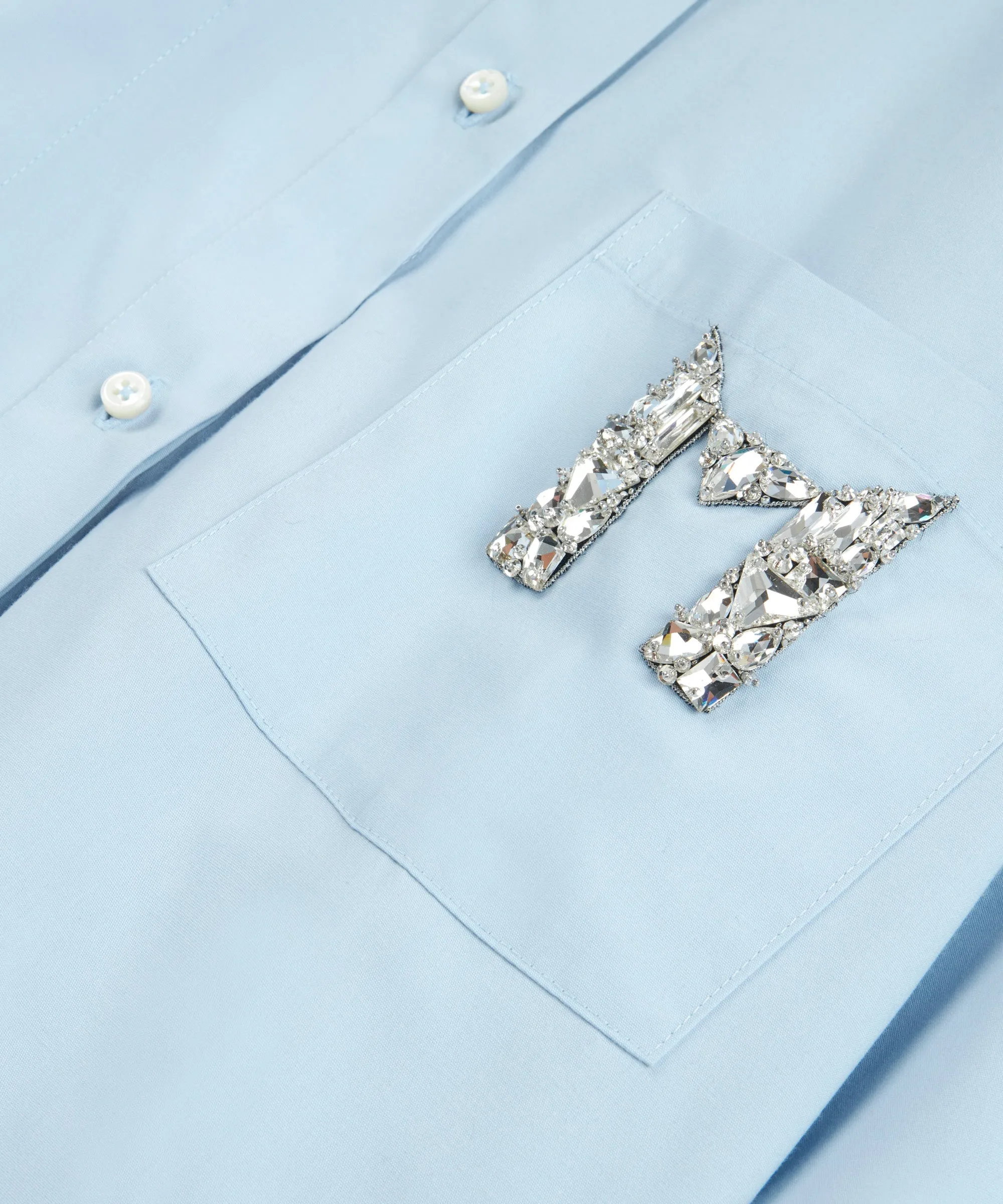 Machka Embroidered Logo Shirt Ice Blue