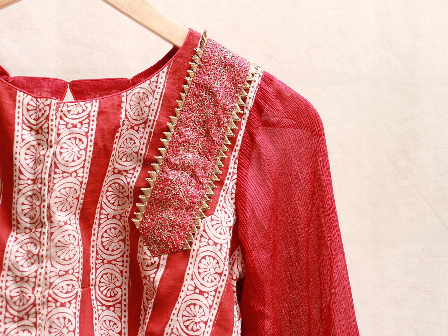 Maroon Red, block printed blouse