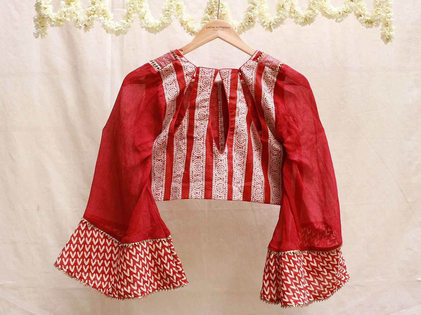 Maroon Red, block printed blouse