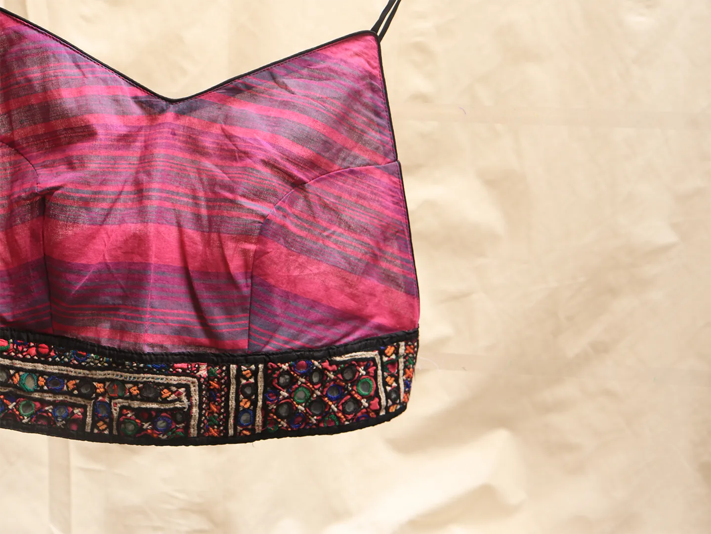 Meganta pink, Mangalgiri cotton, Hand embroidery bralette