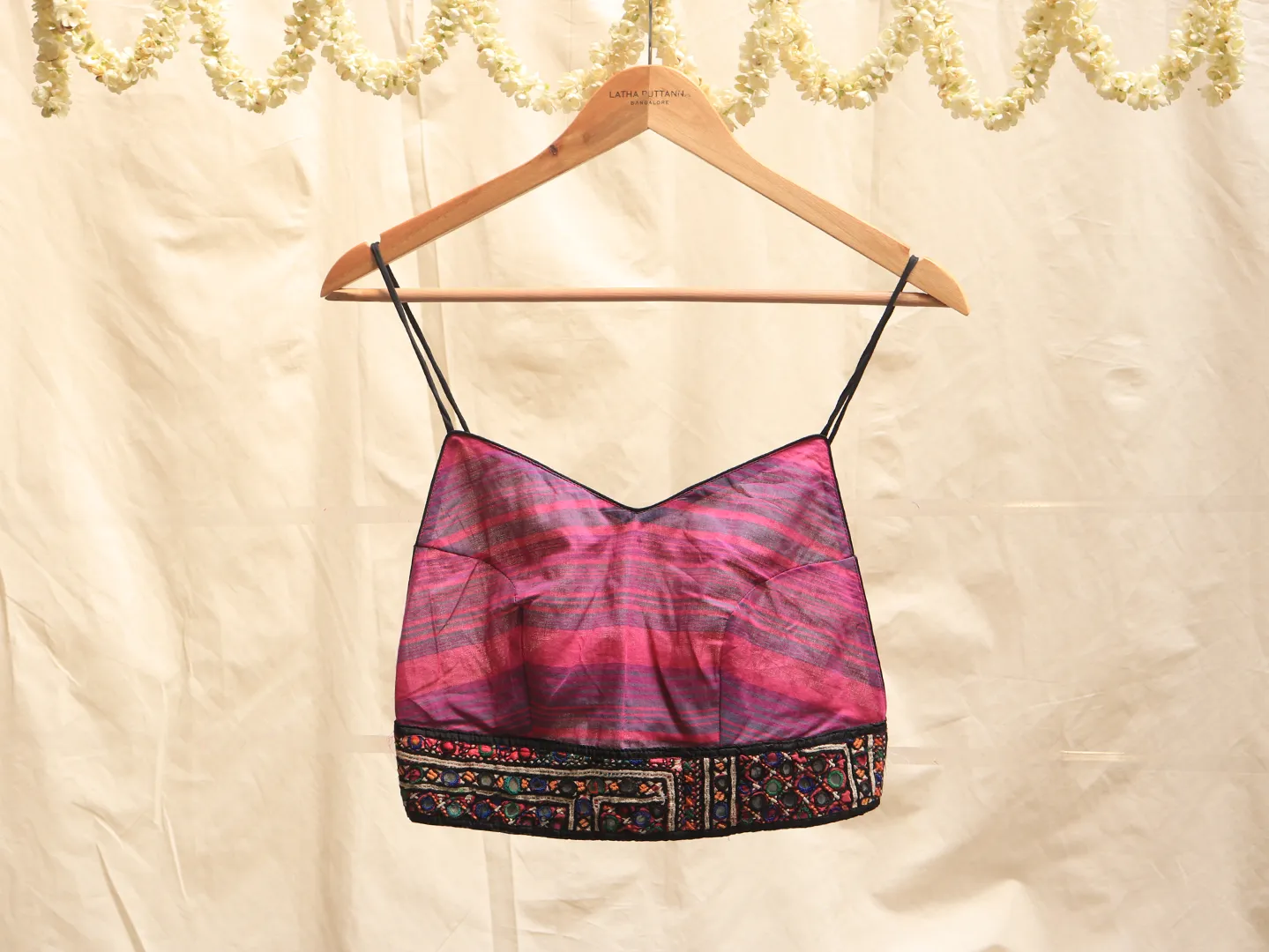 Meganta pink, Mangalgiri cotton, Hand embroidery bralette